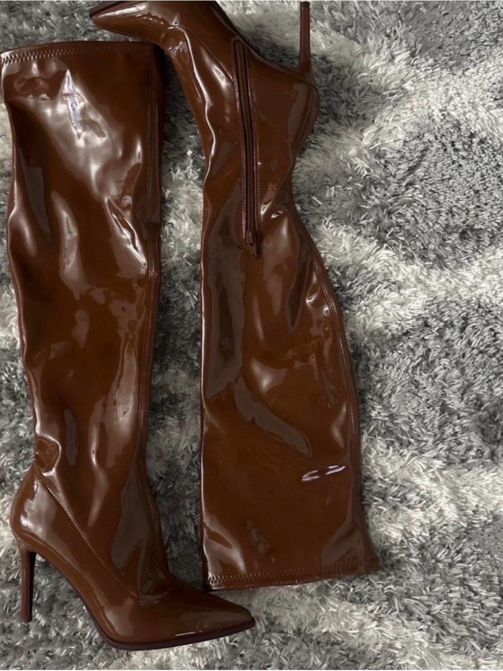 Steve Madden Brown Patent Over-The-Knee Stiletto Boots